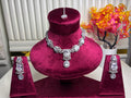 Silver Clear Crystal Bridal Necklace and Earring Set