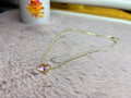 Gold Round Crystal Tennis Necklace with Pink Centre Stone