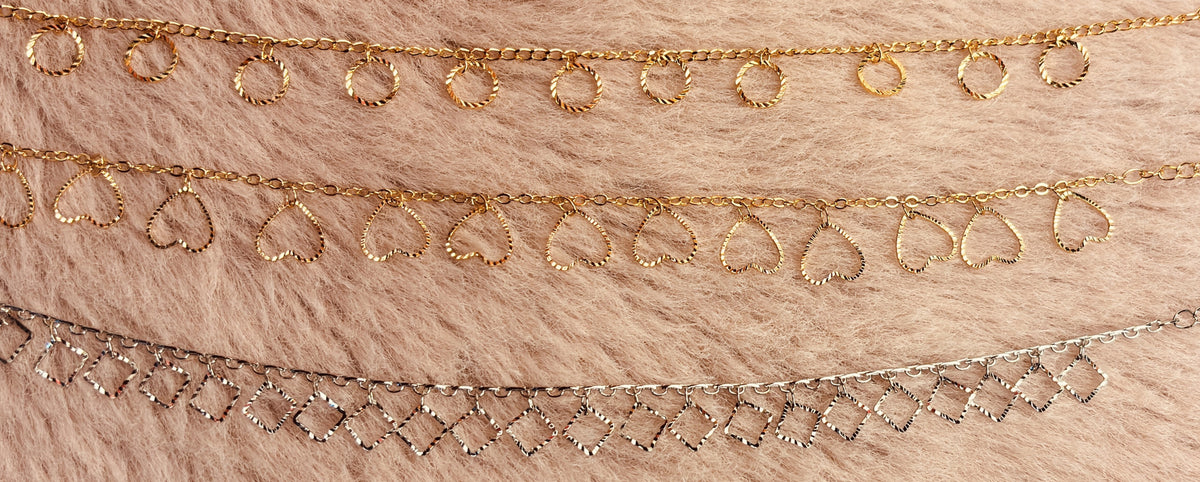Gold Open Heart Charm Anklet