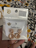 Rose Gold Flower Crystal Hoop Drop Earrings