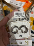 Silver Concentric Crescent Ridged Stud Earrings