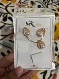 Rose Gold Pearl Crystal Teardrop Necklace and Earring Set