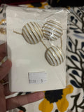 White and Gold Striped Dome Necklace and Earring Set