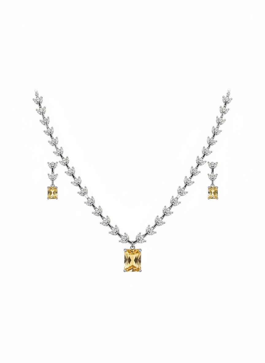 Champagne Emerald-Cut Stone Set