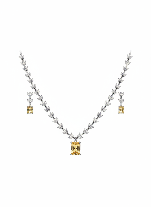 Champagne Emerald-Cut Stone Set